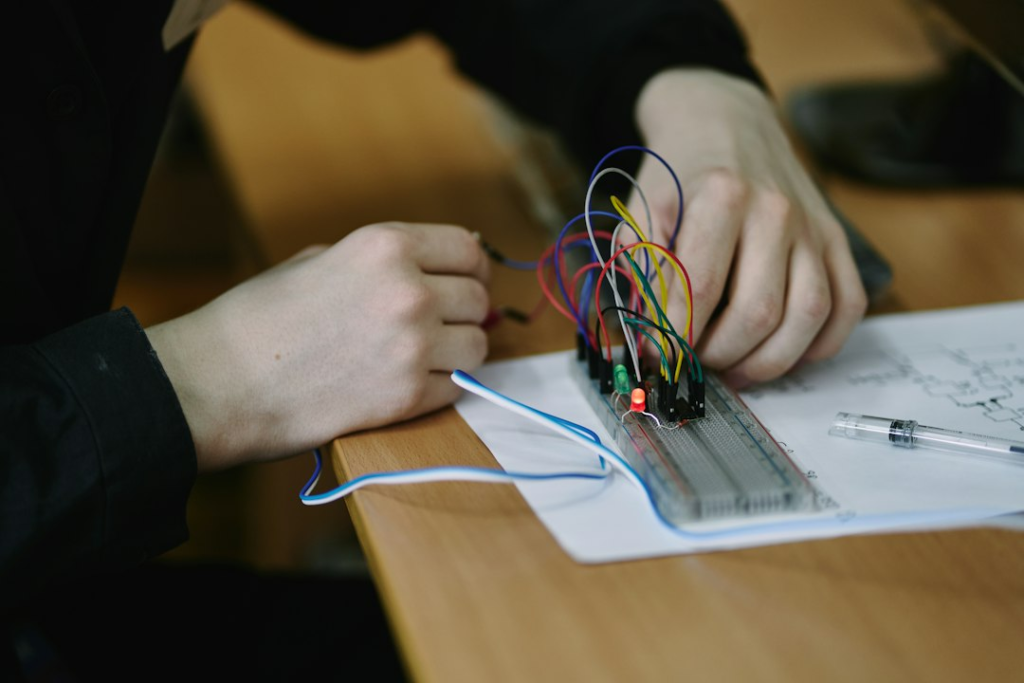 Working on a circuit board - Research and Development
